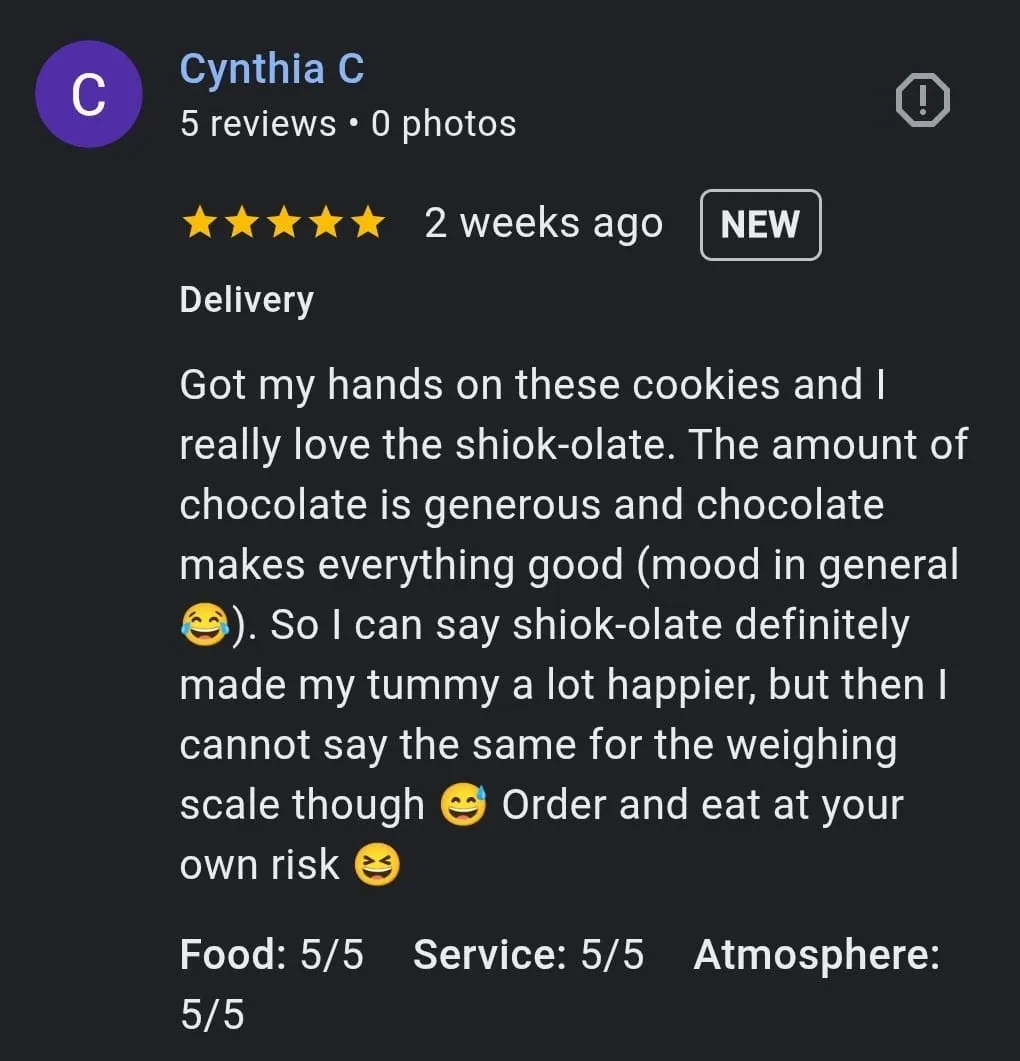 Google review by Cynthia